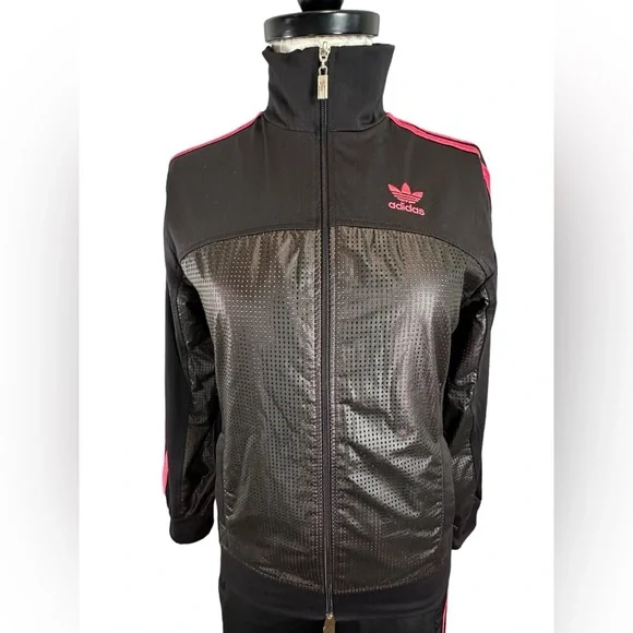 Adidas Black/Pink Athleisure Track Suit Jacket Pants Set GIRLS XL - Picture 7 of 15